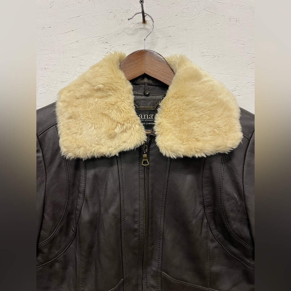 A.N.A Genuine Lambskin Dark Brown Leather Aviator Bomber Jacket, Size M - Picture 6 of 12